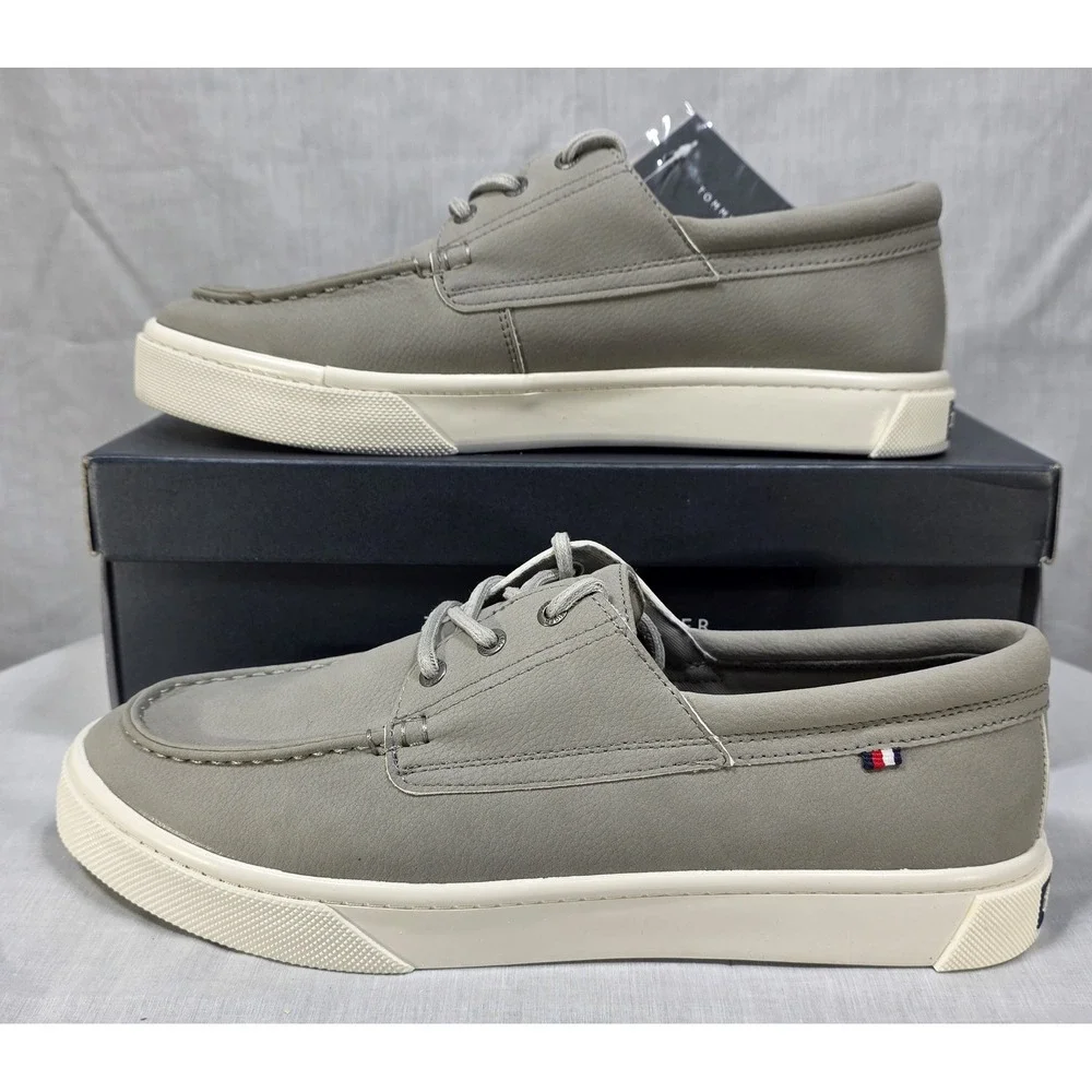 Tommy Hilfiger Gervis Men's Grey Boat Shoe Low Top‎ Lace Up Memory Foam Size 9M